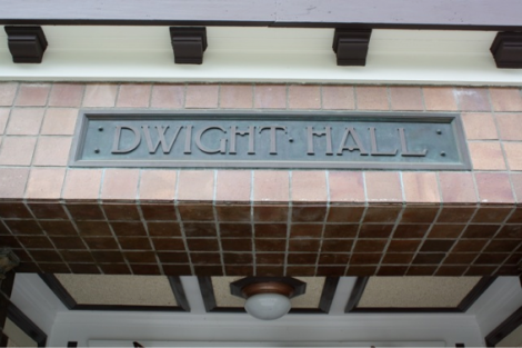 The sign over the main entrance